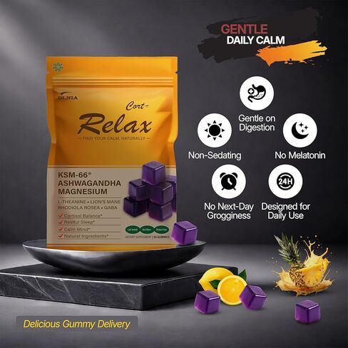 DLNIA المغنيسيوم غليسينات الإجهاد ودعم الكورتيزول | تركيز هادئ نهارًا، ونوم عميق ليلًا | 17 في 1 مع KSM-66® Ashwagandha وL-Theanine وLion’s Mane in Kuwait