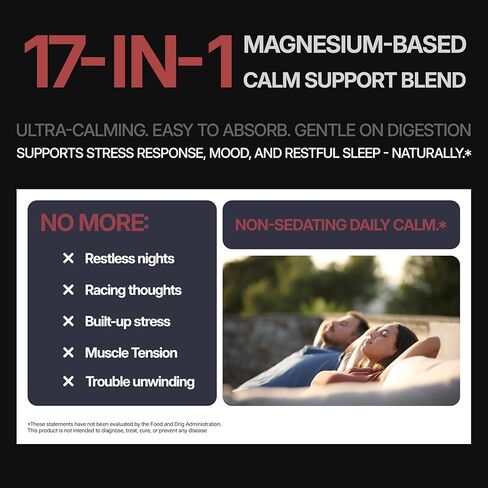DLNIA المغنيسيوم غليسينات الإجهاد ودعم الكورتيزول | تركيز هادئ نهارًا، ونوم عميق ليلًا | 17 في 1 مع KSM-66® Ashwagandha وL-Theanine وLion’s Mane in Kuwait