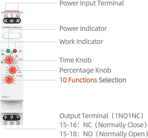 DEBLAN 16A مرحل مؤقت متعدد الوظائف 12 فولت 24 فولت 220 فولت 230 فولت تيار متردد تيار مستمر مع 10 وظائف Din السكك الحديدية إيقاف تأخير الوقت التتابع in Kuwait