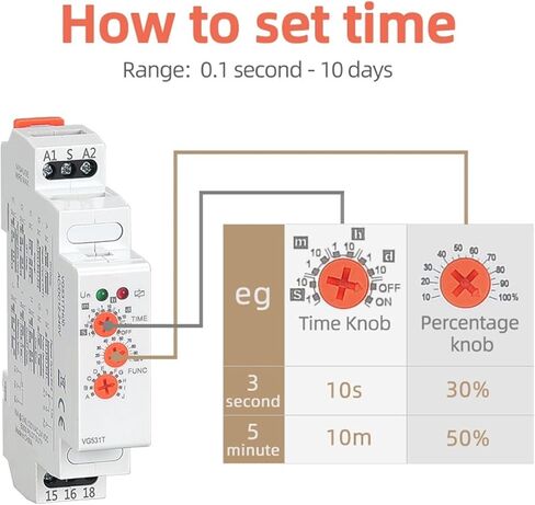 DEBLAN 16A مرحل مؤقت متعدد الوظائف 12 فولت 24 فولت 220 فولت 230 فولت تيار متردد تيار مستمر مع 10 وظائف Din السكك الحديدية إيقاف تأخير الوقت التتابع in Kuwait