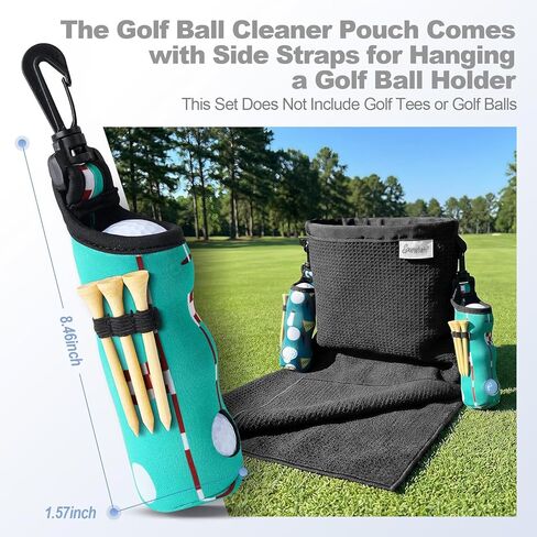 Third Generation Golf Club and Ball Cleaner Pouch with Attached Towel, Powerful Leak Resistance, Includes 1 Golf Club Groove Sharpener Tool and 2 Pack Golf Tee Holder, Premium Golf Club Cleaning Kit in Saudi Arabia