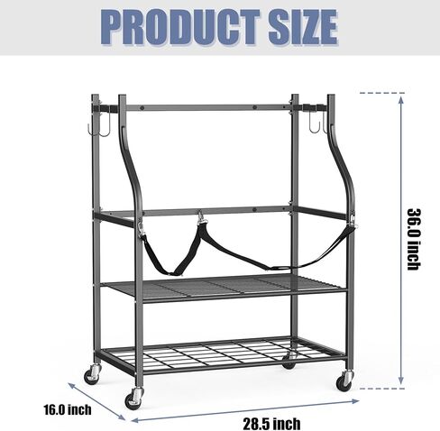 WALMANN Wall-Mounted Golf Bag Organizer, Rolling Storage Rack for 2 Golf Bags with Accessories Shelf for Garage in Saudi Arabia