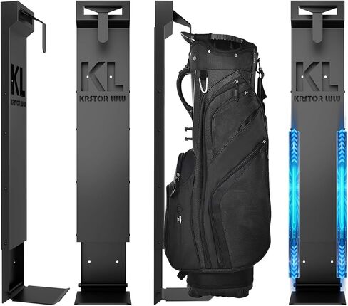 حقيبة جولف مثبتة على الحائط للجراج، حامل حقيبة جولف منزلق من الفولاذ الكربوني الصامت على الحائط، منظم تخزين حقيبة الجولف لنوادي الجولف، المنزل، الطابق السفلي - قطعة واحدة in Kuwait