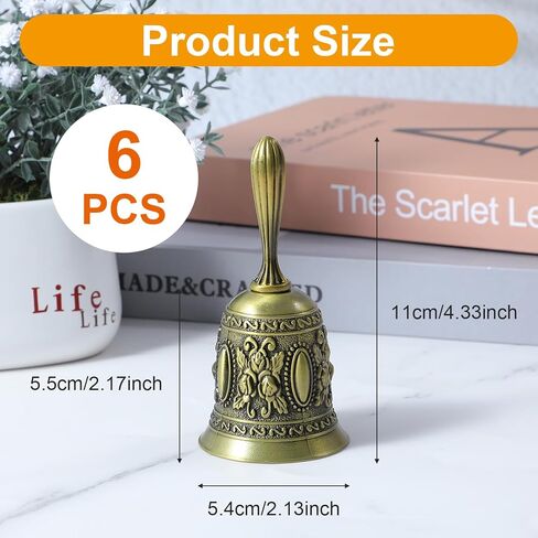 6 PCS Hand Bells for Seniors Bedside, Wedding Bell, Vintage Bell with Handle - Antique Bronze Loud Call Service Bells for Dinner, Party, Reception & Meditation in Saudi Arabia