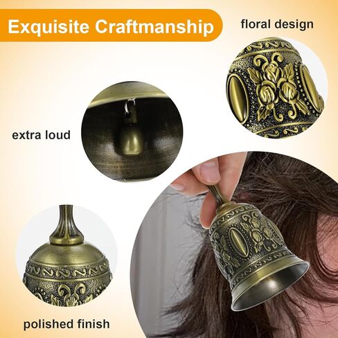 6 PCS Hand Bells for Seniors Bedside, Wedding Bell, Vintage Bell with Handle - Antique Bronze Loud Call Service Bells for Dinner, Party, Reception & Meditation in Saudi Arabia