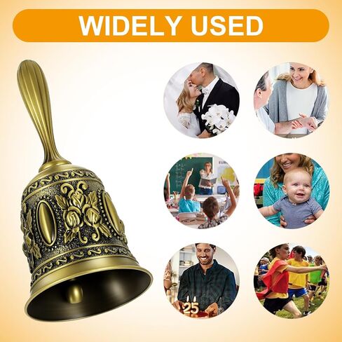 6 PCS Hand Bells for Seniors Bedside, Wedding Bell, Vintage Bell with Handle - Antique Bronze Loud Call Service Bells for Dinner, Party, Reception & Meditation in Saudi Arabia