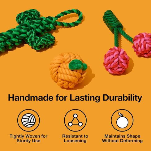 Vetreska Dog Rope Toys Dental Cleaning Toys Tug Of War Dog Toy To Toy Tough Rope Toy Though For Agrection Puppy Puppy Toys for Beining (Strawberry ، Tangerine & Coffee) in Saudi Arabia