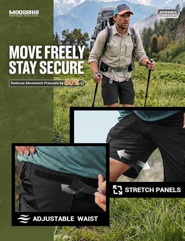 Moosehill Men's Hiking Cargo Shorts: Quick Dry Lightweight Stretch Outdoor Fishing Camping with 9 Pockets (Self-Storing) in Saudi Arabia