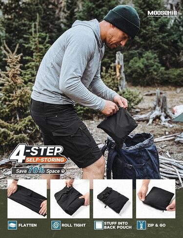 Moosehill Men's Hiking Cargo Shorts: Quick Dry Lightweight Stretch Outdoor Fishing Camping with 9 Pockets (Self-Storing) in Saudi Arabia