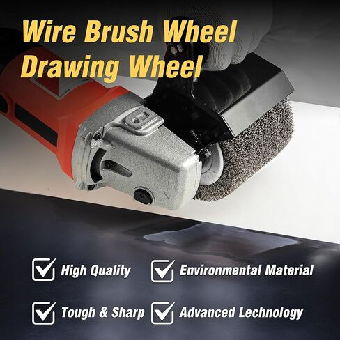 4.7" x 4" Stainless Steel Wire Drawing Wheel, Wire Brush Drum Surface Conditioning Tool, Metal Polishing Wheel for Metal Surface Polishing Grinding Removing Rust-3/4 Quad Keyway in Saudi Arabia