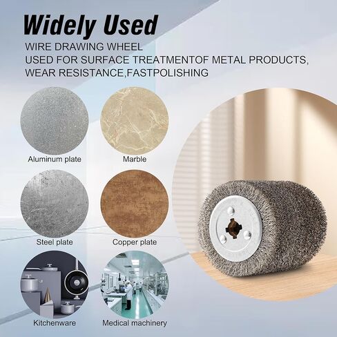 4.7" x 4" Stainless Steel Wire Drawing Wheel, Wire Brush Drum Surface Conditioning Tool, Metal Polishing Wheel for Metal Surface Polishing Grinding Removing Rust-3/4 Quad Keyway in Saudi Arabia