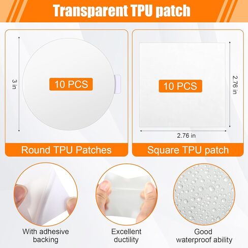Gejoy Inflatable Boat Pool Patch Repair Kit, 20 Pcs Heavy Duty Self Adhesive PVC TPU Patches with 2 x 30 ml Waterproof Glue, Air Valve Wrench & Storage Bucket for Air Mattress Swimming Ring Liner in Saudi Arabia