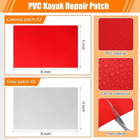 Gejoy Inflatable Boat Pool Patch Repair Kit, 20 Pcs Heavy Duty Self Adhesive PVC TPU Patches with 2 x 30 ml Waterproof Glue, Air Valve Wrench & Storage Bucket for Air Mattress Swimming Ring Liner in Saudi Arabia