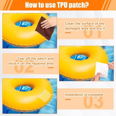 Gejoy Inflatable Boat Pool Patch Repair Kit, 20 Pcs Heavy Duty Self Adhesive PVC TPU Patches with 2 x 30 ml Waterproof Glue, Air Valve Wrench & Storage Bucket for Air Mattress Swimming Ring Liner in Saudi Arabia