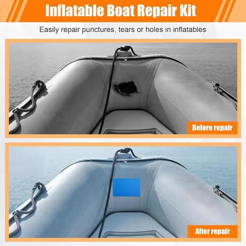 Gejoy Inflatable Boat Pool Patch Repair Kit, 20 Pcs Heavy Duty Self Adhesive PVC TPU Patches with 2 x 30 ml Waterproof Glue, Air Valve Wrench & Storage Bucket for Air Mattress Swimming Ring Liner in Saudi Arabia