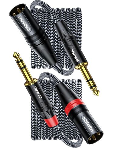 SNANSHI 2-Pack 1/4 إلى XLR كابل ذكر 6.6 قدم - كابل شاشة استوديو متوازن 6.35 مم TRS إلى XLR ذكر 22 AWG لواجهة الصوت، خلاط، مكبر صوت يعمل بالطاقة (ليس للميكروفون) in Kuwait