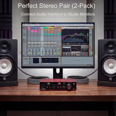 SNANSHI 2-Pack 1/4 إلى XLR كابل ذكر 6.6 قدم - كابل شاشة استوديو متوازن 6.35 مم TRS إلى XLR ذكر 22 AWG لواجهة الصوت، خلاط، مكبر صوت يعمل بالطاقة (ليس للميكروفون) in Kuwait