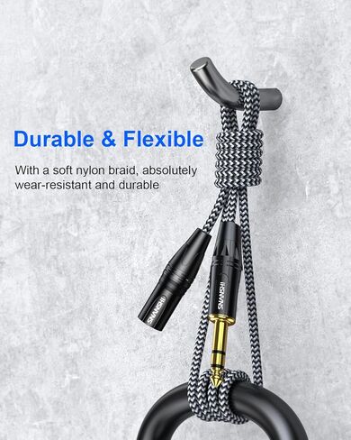 SNANSHI 2-Pack 1/4 إلى XLR كابل ذكر 6.6 قدم - كابل شاشة استوديو متوازن 6.35 مم TRS إلى XLR ذكر 22 AWG لواجهة الصوت، خلاط، مكبر صوت يعمل بالطاقة (ليس للميكروفون) in Kuwait