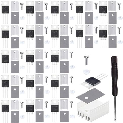 20 pcs IRLZ44N Mosfet Transistor IRLZ44NPBF N-Channel TO-220AB 47A 55V 3Pin International Rectifier Field Effect transistors with Heatsink Screw Washer Rubber Silicone Screwdriver in Saudi Arabia
