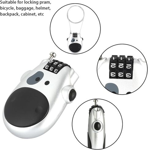 Mini Snowboard Cable Lock with 35.4 Inch Retractable Steel Cable Lock, 3.14x2.2x0.82in Wire Lock for Bike, Helmet, Luggage, Stroller, Mini Ski Lock, Cute Cable Locks with Combination in Kuwait