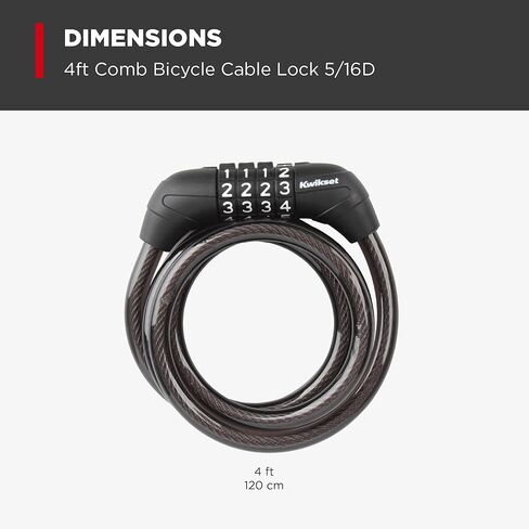 قفل كابل دراجة بمفتاح بطول 5 أقدام من Kwikset، قطر 5/16 بوصة، أمان للدراجة والخارجية، عبوتان بمفتاح على حد سواء، فضي in Kuwait