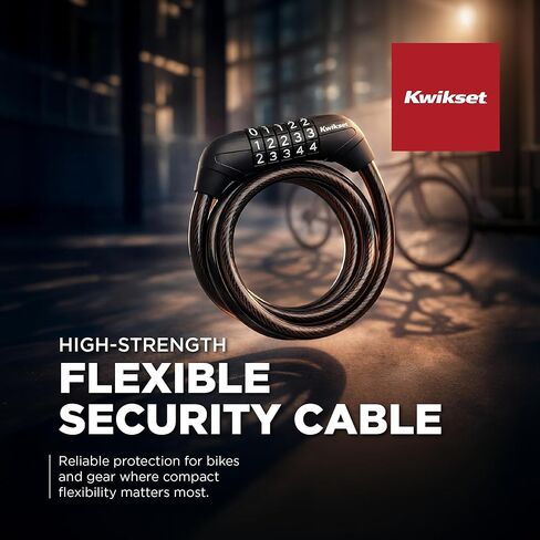 قفل كابل دراجة بمفتاح بطول 5 أقدام من Kwikset، قطر 5/16 بوصة، أمان للدراجة والخارجية، عبوتان بمفتاح على حد سواء، فضي in Kuwait