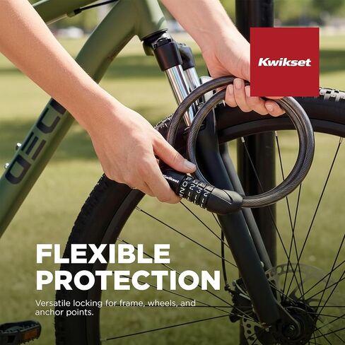 قفل كابل دراجة بمفتاح بطول 5 أقدام من Kwikset، قطر 5/16 بوصة، أمان للدراجة والخارجية، عبوتان بمفتاح على حد سواء، فضي in Kuwait