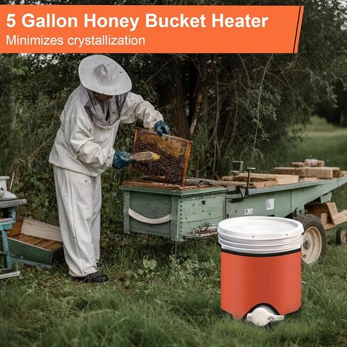 Honey Heater with Bottom Heat, Adjustable Thermostat & Timer, 5 Gal Pail Warmer for Decrystallization, IPX4 Waterproof, Fit for Bucket with Gate Valve in Kuwait