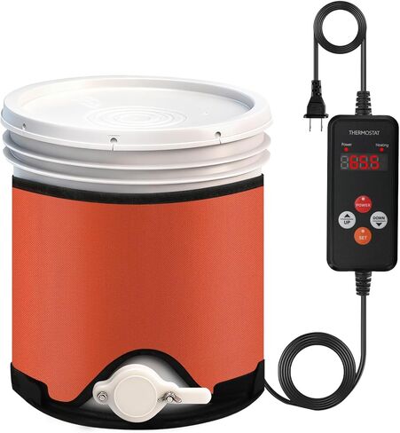Honey Heater with Bottom Heat, Adjustable Thermostat & Timer, 5 Gal Pail Warmer for Decrystallization, IPX4 Waterproof, Fit for Bucket with Gate Valve in Kuwait