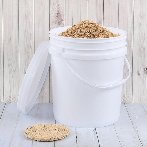 Anbers 7 Gallon Food Grade Buckets with Seal Lids, 4-Pack Round Plastic Bucket Pail with Handle, White in Kuwait