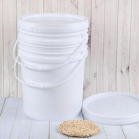 Anbers 7 Gallon Food Grade Buckets with Seal Lids, 4-Pack Round Plastic Bucket Pail with Handle, White in Kuwait