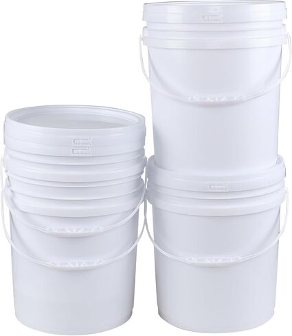 Anbers 7 Gallon Food Grade Buckets with Seal Lids, 4-Pack Round Plastic Bucket Pail with Handle, White in Kuwait