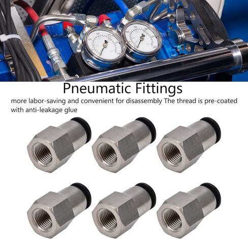 Female Straight Pneumatic Connector, Brass Quick Fitting Air Line Connector, Plated, Multiple Sizes - Durable Brass Material, Anti - Leak Thread Seal, Ideal for Automation (6-02) in Saudi Arabia