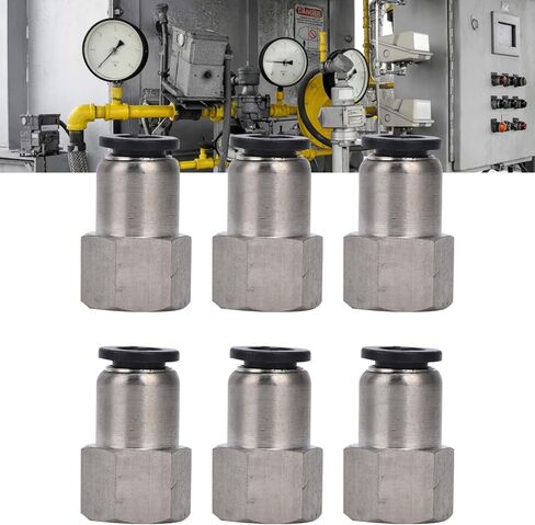 Female Straight Pneumatic Connector, Brass Quick Fitting Air Line Connector, Plated, Multiple Sizes - Durable Brass Material, Anti - Leak Thread Seal, Ideal for Automation (6-03) in Saudi Arabia
