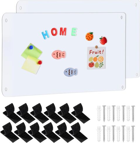 2 Pcs Magnetic Board, 17 x 11.8 Inches Metal Magnet Board for Wall Magnet Bulletin Boards for Cabinet Refrigerator Home Office to Display Magnetic Spice Jars Fridge Magnets Notes Photos (Black) in Kuwait