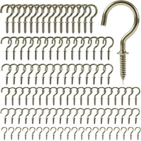 مجموعة خطافات كأس لولبية ممتازة 105 قطعة، 6 مقاسات خطافات برونزية (1/2 بوصة، 5/8 بوصة، 3/4 بوصة، 7/8 بوصة، 1 بوصة، 1-1/4 بوصة)، خطافات سقف معدنية شديدة التحمل للنباتات والأكواب وسلسلة أضواء للاستخدام الداخلي والخارجي in Kuwait