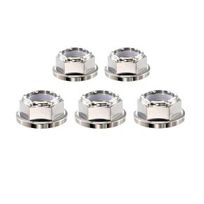 RISON Titanium Nut Flange Nylon Lock Nut GR5 6AL4V Titanium Flange Nylon Lock Nut Pack of 5 (M4x0.6mm, Titanium Silver) in Kuwait
