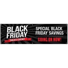 Black Sales Event Banner Large Format 3x10 Ft Indoor Outdoor Vinyl with Grommets Car Dealership Retail Store Promotional Display Sign in Kuwait