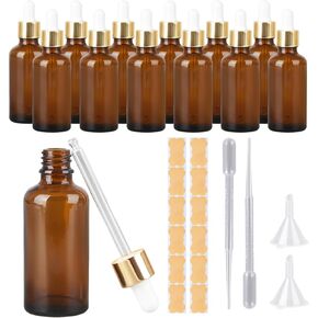 12-Pack 50ml Clear Glass Dropper Bottles, 1.7 oz Reusable Essence Tincture Bottles for Essential Oils, Laboratory Chemicals & Travel Storage in Saudi Arabia