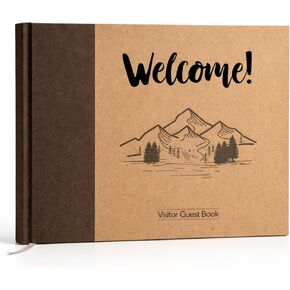 Paper 'n Such Cabin Guest Book for Vacation Homes and Short Term Rentals -Kraft Hardcover - Airbnb Essentials for Hosts- Visitor Sign in Journal Guesthouse Welcome Log in Kuwait