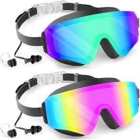 COOLOO 2 Pack Kids Goggles, Frameless Wide View Kids Swim Goggles, Anti-fog & Anti-UV Goggles for Girl Boys Youth 4-16 in Kuwait