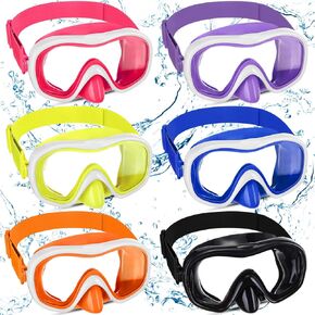 Relaxweex 6 Pcs 180° Swim Goggles with Nose Cover for Kids Snorkel Diving Mask Elastic Fabric Strap for Ages 4-14 in Kuwait