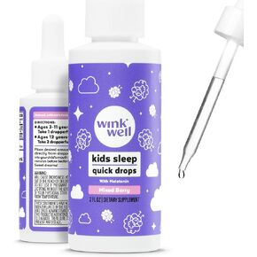 قطرات الميلاتونين السائلة من وينك ويل كيدز - قطرات نوم طبيعية للأطفال الصغار والمراهقين، تساعد على النوم مع 1 ملجم لكل وجبة - الميلاتونين السائل غير الإدماني للأطفال - 2 أونصة in Kuwait