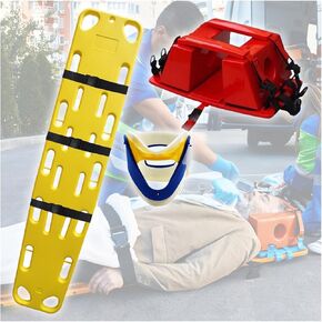 Water Floating Spine Board Stretcher with Head Immobilizer & Straps, Lifeguard Rescue Backboard for Pools & Beaches, 160 Kg Capacity, Durable & Lightweight Design, Yellow in Saudi Arabia
