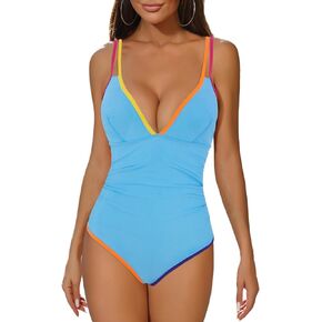 Women's Shiny Sequin Swimsuit Halter Backless One Piece Swimsuit Tummy Control Full Bathing Suit Black in Saudi Arabia