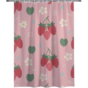 أنماط أوراق الأزهار لطيف ستارة دش مع السنانير، الصيف ستارة دش كوخ مقاوم للماء، النسيج قابل للغسل عطلة ستائر المرحاض للحمام ديكور الحمام الحديث 48x72 في in Kuwait