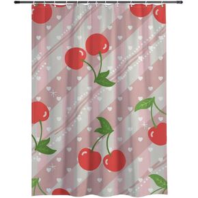 الكرز نمط لطيف ستارة دش مع السنانير، الصيف ستارة دش المحيط للماء، قابل للغسل النسيج عطلة منتصف القرن الستائر لحوض الاستحمام منتصف القرن الديكور الحديث 48x72 في in Kuwait