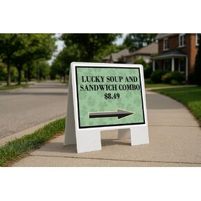 Lucky Soup And Sandwich Combo $8.49 St. Patrick'S Day Irish Dark Clover Up Arrows A-Frame Single Sided 23x23 in. sign in Kuwait