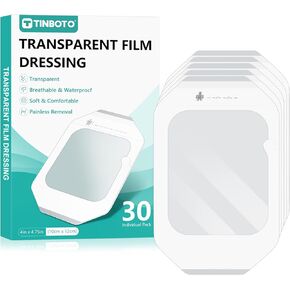 Transparent Film Dressing, 4" x 4.75" (30 Pack), Waterproof Clear Adhesive Bandages for Wound Care, IV Shield & Tattoo Aftercare in Saudi Arabia