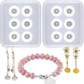 مجوهرات السيليكون مع قوالب ثقب ، 6 حبات مستديرة للتجويف ، للمجوهرات ، طين البوليمر ، صنع الصابون ، مشاريع صياغة كابوشون الأحجار الكبري in Kuwait